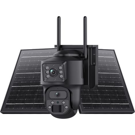 Caméra de surveillance solaire 4G double objectif AOV basse consommation, enregistrement continu 24h/24 en faible fréquence d'images, caméra PTZ dôme 2 pouces extérieure étanche IP65, vision nocturne (1/5)