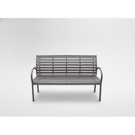 Banco de exterior MODERNA 125 cm acero y plástico negro diseño jardín terraza (1/5)
