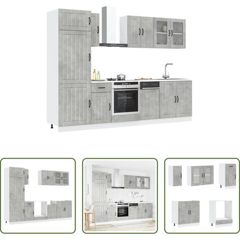 vidaXL Küchenregal - 8-tlg. Küchenschrank-Set Lucca Betongrau Holzwerkstoff (1/5)