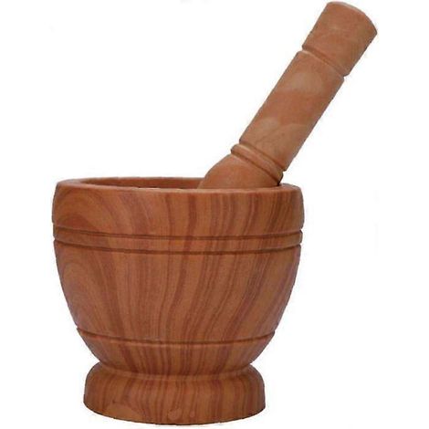 Ensemble mortier et pilon en résine, mélangeur à épices et herbes à l'ail, broyeur, bol concasseur, outil de pilonnage, grain de bois. (1/5)