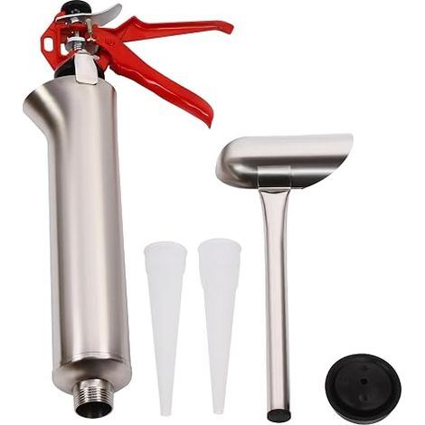 Pistolet à mortier en acier inoxydable - Pistolet à joints pour mortier avec buse - Pompe à mortier manuelle - Pistolet à mortier - Pistolet à joints - Presse à mortier pour pointes de briques et (1/5)