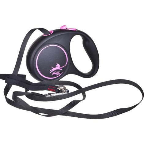 Guinzaglio per Cani Flexi BLACK DESIGN Nero Rosa S