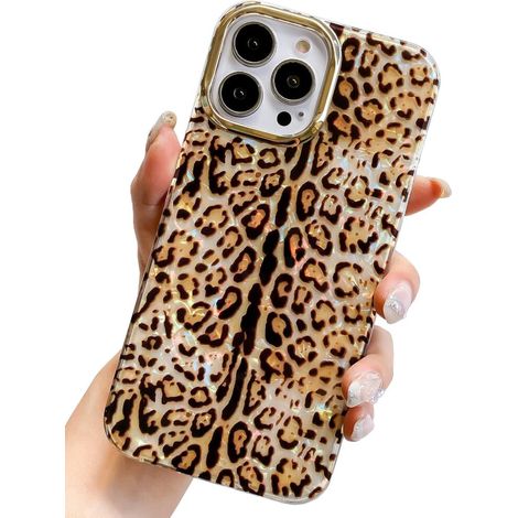 Custodia per telefono con stampa leopardata retrò, in TPU antiurto, compatibile con iPhone 13 Pro Max da 6,7 pollici, design antiscivolo per una presa facile, ritagli precisi. (1/2)