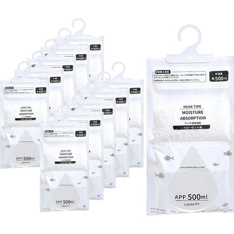 10 Pièces Sac de Déshumidification,Sachets Déshumidificateurs D’armoire,Absorbeur D’humidité Placard,Convient pour les Problèmes D’humidité dans les Chambres à Coucher et les Salles de Bain (Blanc) (1/5)