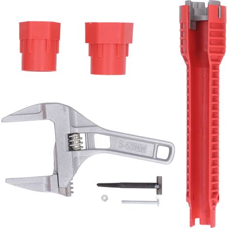 8-in-1 Multifunktionsschlüssel für die Installation von Wasserhähnen und Waschbecken, universelles Sanitärwerkzeug für Toiletten- und Küchenreparaturen, robustes Sanitärarmaturen-Set. (1/5)