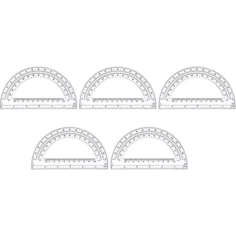 Lot de 5 rapporteurs à 180° transparents, outil mesure d'angle (1/5)