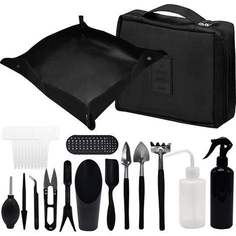 Garden Tool Kit, Mini Gardening Tools with Foldable Potting Mat Succulent Tools Kit for Bonsai with Hand Storage Bag for Indoor Outdoor (1/5)