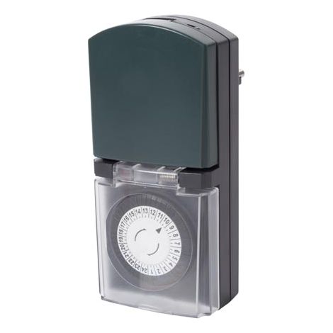 Perel Zeitschaltuhr, mechanisch, 230 V, 16 A, 3680 W, IP44, für außen, Typ E (französisches System), schwarz (1/3)
