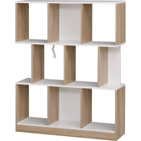 Libreria 8 Ripiani 100x30x124 cm in MDF Rovere e Bianco (1/5)