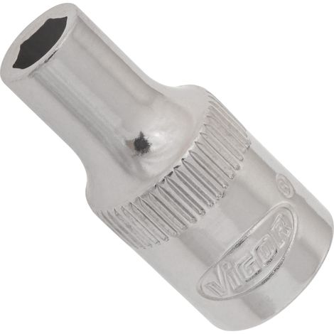 VIGOR Innenvierkant Antrieb 6,3 = 1/4 Zoll Steckschlüssel-Einsatz Außensechskant-Profil V2415N ∙ Vierkant hohl 6,3 mm (1/4 Zoll) ∙ Außen-Sechskant Profil ∙ 4,5 ∙ Gesamtlänge: 25 mm (1/2)