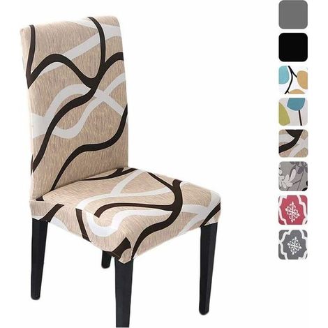 Housse De Chaise Salle À Manger Extensible Pour Un Ajustement Universel Lycra Étirable Durable Pour Banquet Hôtel Décor De Restaurant (Kaki, 4 Pièces) (1/3)