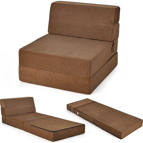 Chaise pliante tri-fold convertible en lit - marron (1/5)