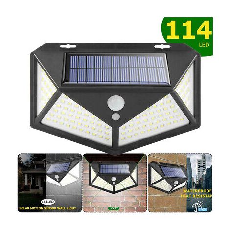 Lampada luce faretto faro esterno energia solare 114 LED sensore movimento
