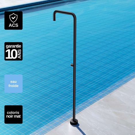 Douche de piscine Utah en Acier Inox.S316 Noir Mat – Tête Ø50cm /Corps Ø50mm/H. 2,36m – Garantie 10 ans - POOLIMEX (1/5)