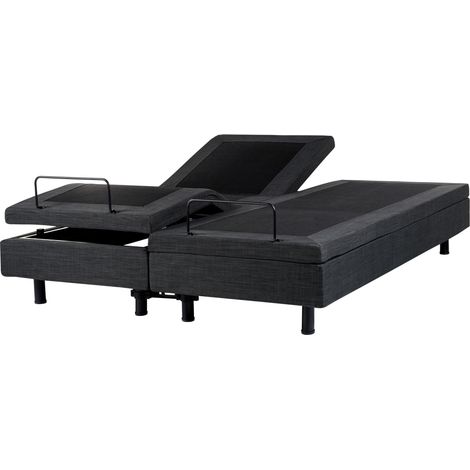 Cama articulada eléctrica moderna mando a distancia ajustable sin cabecero poliéster gris oscuro 160 x 200 cm Duke