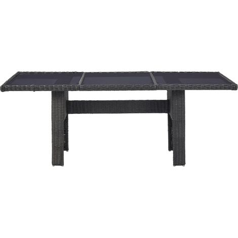 vidaXL Tavolo da Giardino Nero 200x100x74 cm in Vetro e
