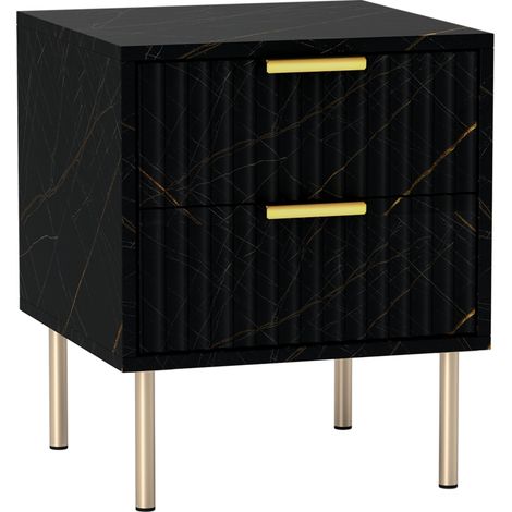 Elegant Two-Drawer Bedside Table - Black