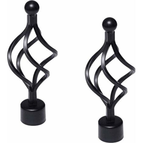 2 pièces embouts de tringle à rideaux en métal - Noirs - Extrémités décoratives vintage - Pour tringle à rideaux de 28 mm de diamètre - Pour décoration de fenêtre de maison (cage torsadée) (1/4)