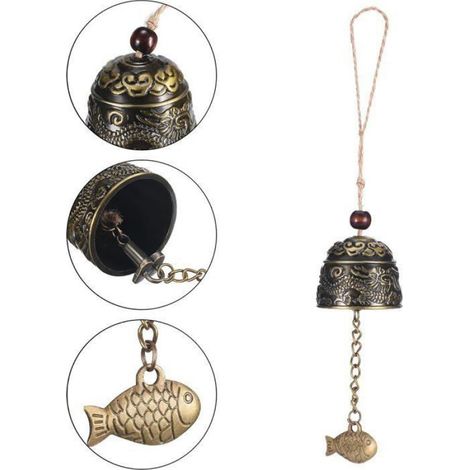 Cloche Feng Shui - Carillon Éolien Dragon - Pour Maison Jardin Porte - 2 Pièces - Hauteur 25 cm Diamètre 4 cm (1/4)