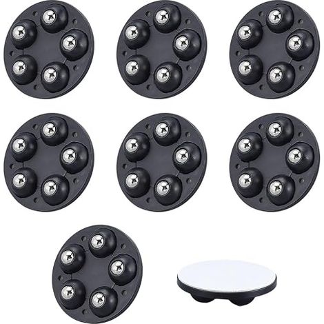 Roulette pour Appareil Électroménager, Mini Roulettes Autocollantes Pivotantes à 360° avec Rouleaux Patins Universels pour Appareils de Cuisine Bacs de Rangement Meubles 63.5x15mm Noir (1/5)