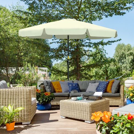Parasol jardin terrasse Ø2,7x2,5m rond tête basculante UV50+, beige