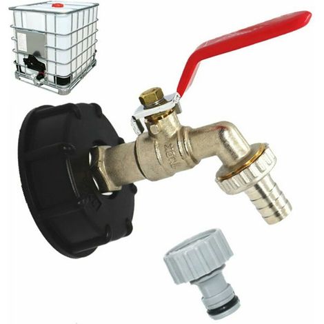 Robinet de réservoir 1000L S60X6, connecteur de robinet IBC avec raccord de tuyau 1/2, adaptateur de vidange pour robinet de jardin (1 pièce) (1/5)