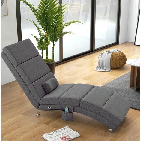 Sillón relax masajeador eléctrico con 5 modos, 56 x 168 x 84 cm, gris oscuro HAVRYA (1/5)
