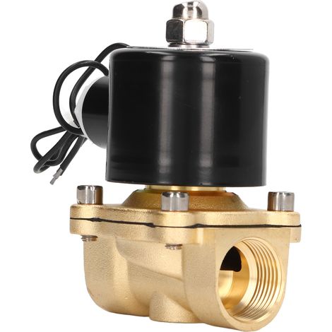 Électrovanne 2W Normalement Fermée, Corps en Laiton et Noyau Cuivre, Bobine Électrique pour Eau, Gaz, Huile, 3/4 Pouce, 24V DC (1/5)