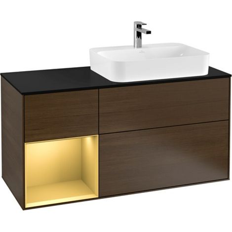 V&B Waschtischunterschrank Wandbeleuchtung Finion 120cm, Pl bla m, Reg li gol m, wal ven (1/2)