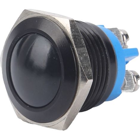 Interrupteur à bouton-poussoir métallique à bille, entièrement oxydé, à réarmement automatique, vis de réglage, commande au pied, 16 mm, 220 V (noir) (1/5)