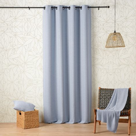 Rideau œillets polylin tamisant aux propriétés relaxantes du CBD Bleu 140x260 cm