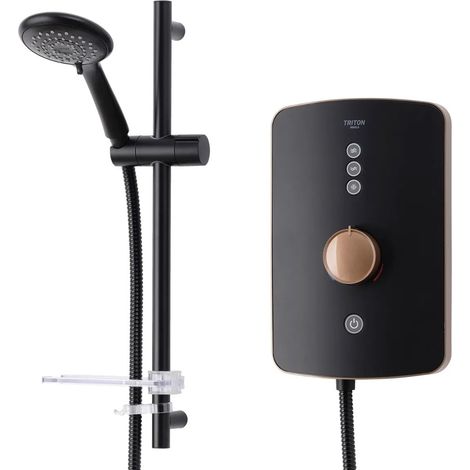 Triton Amala Metallic 8.5kW Brushed Copper Electric Shower Matt Black Finish (1/4)
