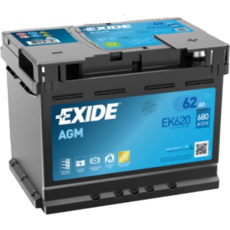 Batería de coche Tudor 62Ah EK620 Exide AGM