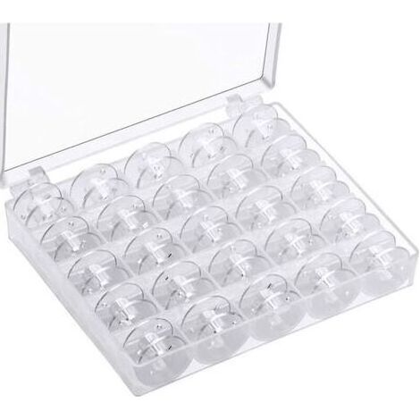 Canette Machine a Coudre,Bobines pour Machine à Coudre Canettes de Universelle Bobine de Machine à Coudre en Plastique avec Boîte de Rangement (25 pièces Transparente) (1/4)