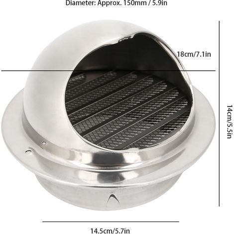 Grille d'Évent Ventilateur Cuisine [Accessoire Ventilateur] + [Inox] + [150mm] + [Grille Évent Évacuation Fumées] (1/4)