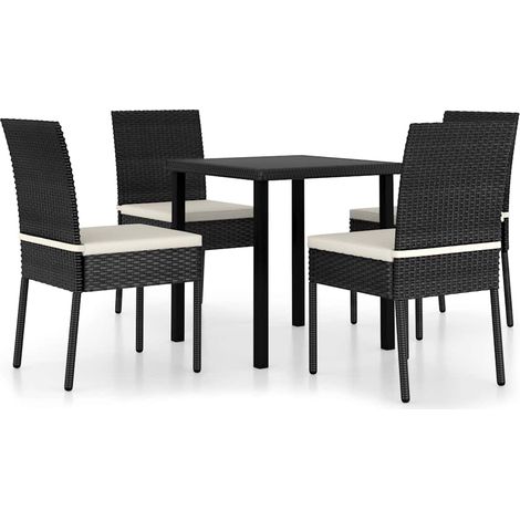 Maison Exclusive - 5-tlg. Garten-Essgruppe Poly Rattan Schwarz (1/5)