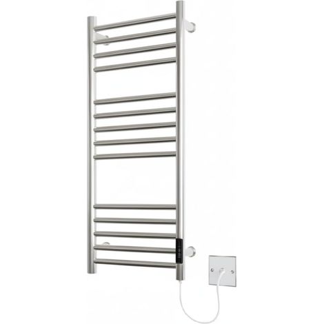 1 - Porte-Serviettes Chauffant - Sèche-Serviette Électrique - Acier Inoxydable Poli Miroir - Chauffage Rapide Avec Minuteur - Pour Salle De Bain Moderne - Argent - 72x30cm (1/5)