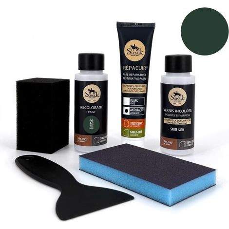 Kit de Renovación de Cuero (21-VERDE) - SOFOLK - Para Volante, asiento de Auto, Silla, tapicería, Zapato (1/4)