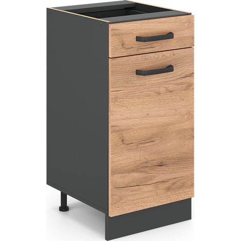 Meuble cuisine R-Line, Chêne de force doré, 40 cm sans plan de travail, Vicco