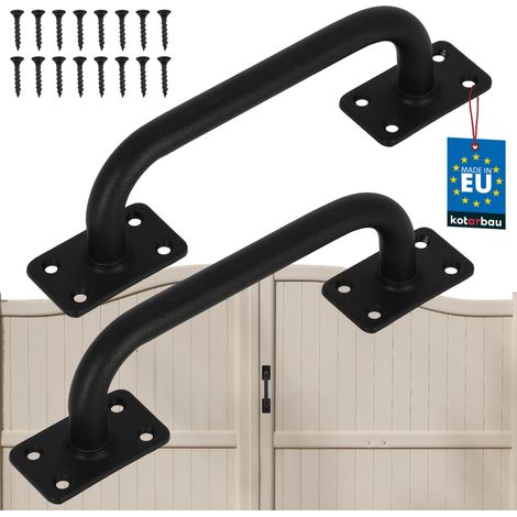 KOTARBAU® Lot de 2 Poignée de Porte de Jardin - Poignée de Porte Extérieure 175 mm - Poignee Porte Coulissante - Acier Thermolaqué - Noir (1/4)