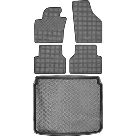 Ensemble de tapis de sol en caoutchouc pour Volkswagen Tiguan I SUV (2007-2013) + tapis de coffre