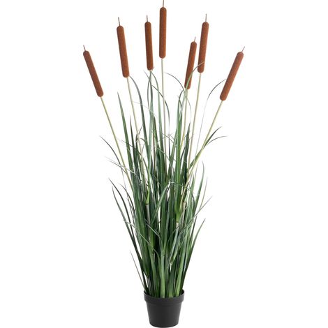 Plante Artificielle en Pot d'Intérieur Décoration Moderne en Matière Synthétique Faite à la Main 135 cm Vert Bulrush (1/5)