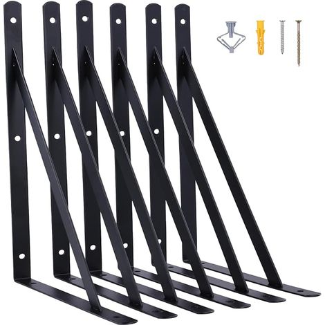 Set of 6 Shelf Brackets I 300 x 190 mm I Shelf Brackets with Screws I Wall Bracket Shelf Maximum Load 30 kg I Shelf Brackets Wall Console (6 Pieces) (1/5)
