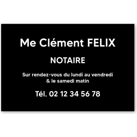 Plaque professionnelle PVC 30x20 – Gravure Personnalisée | Notaires - Noire lettres blanches (1/3)