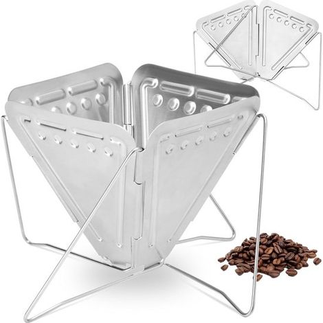 Filtre à café pliable - Filtre à café - Porte-filtre à café - Filtre à café portable - Acier inoxydable - Argent (1/5)