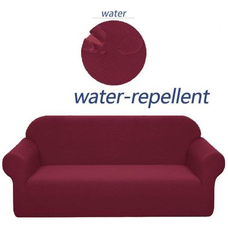 Housse de canapé extensible imperméable et anti-rayures – Vin Rouge, 235–300 cm, pour canapé 4 places, avec rouleaux mousse antidérapants (1/5)