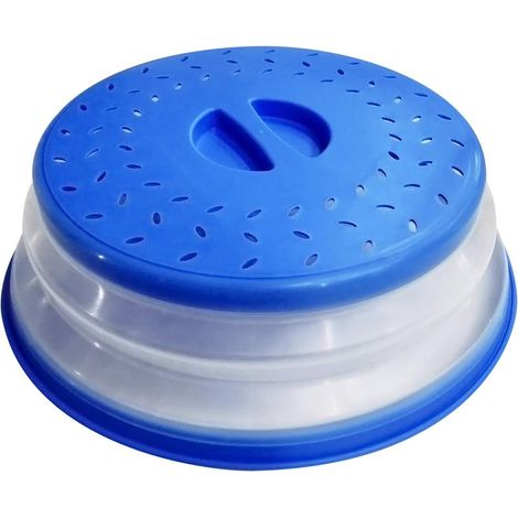 Couvercle pour assiette micro-ondes 26,7 cm (10,5 pouces) pliable - Sans BPA, prise en main facile, couvercle de protection avec soupape de vapeur et passoire intégrée pour fruits (Grand Rouge) (1/5)