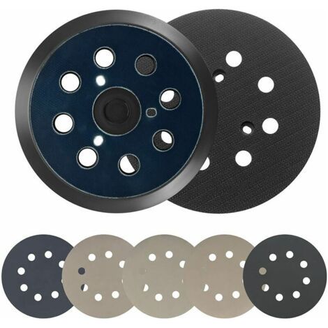 Pouces Tampon de Ponceuse de Remplacement Orbitale ¨¤ Crochet et Boucle ¨¤ 8 Trous, Compatible avec Ponceuses Orbitales Makita BO5010, BO5030K, BO5031K, BO5041K, avec 5 x Plateau de Ponag Trous (1/5)