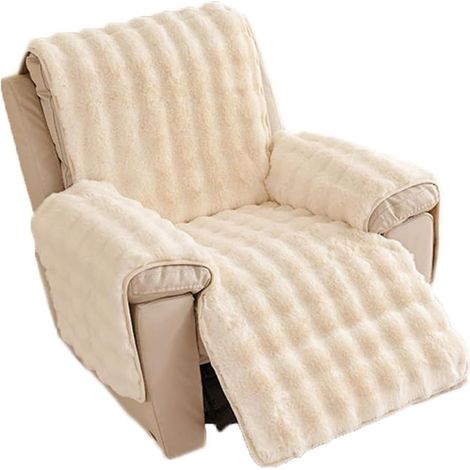 Plüsch Liegestuhl Schonbezug Für Zuhause Kunstpelz Flauschiger rutschfeste Rückseite Liege Couch Bezug Waschbarer Sesselschoner Für Relaxsessel Mit Armlehnen Velours Winter (1/5)