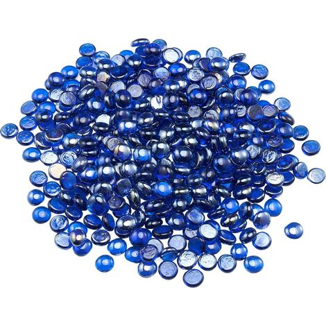 Verre de Feu pour Braséro, 4,5 kg, Pierres en Verre pour Foyer à Gaz, 19,05 mm, Perles de Verres, Sans Fumée, Réfléchissantes, Pierres Décoratives Résistantes, pour Cheminée à Gaz, Bleu Cobalt (1/5)